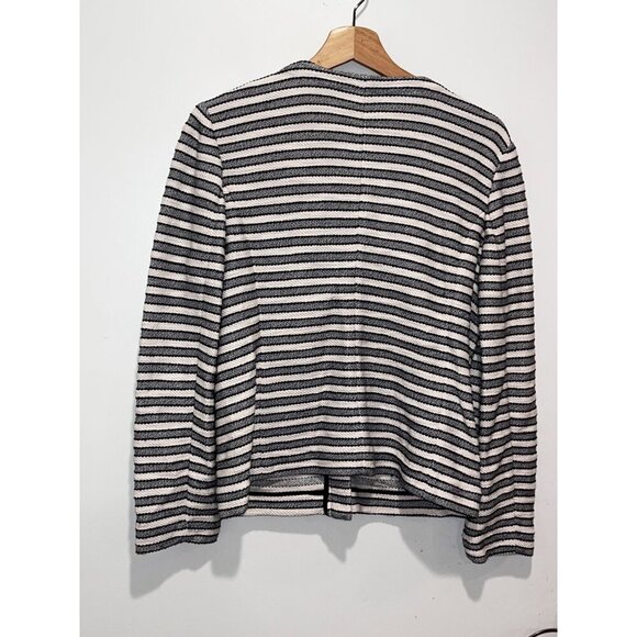 J.Crew Black & White Long Sleeve Striped Tweed  Women's Blazer Jacket Size M - Picture 9 of 16